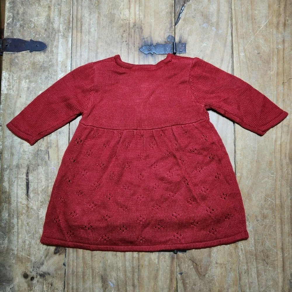 NWT BABY 8 Red Crochet Sweater Dress - Long Sleeves - 3-6 Months - Picture 2 of 3